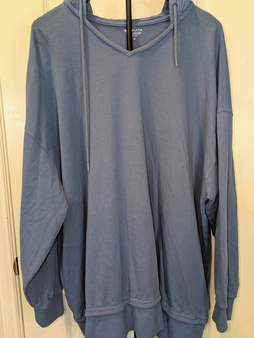Athleta Sundown Alliance Hoodie 2X Blue Oversized V Neck Pullover